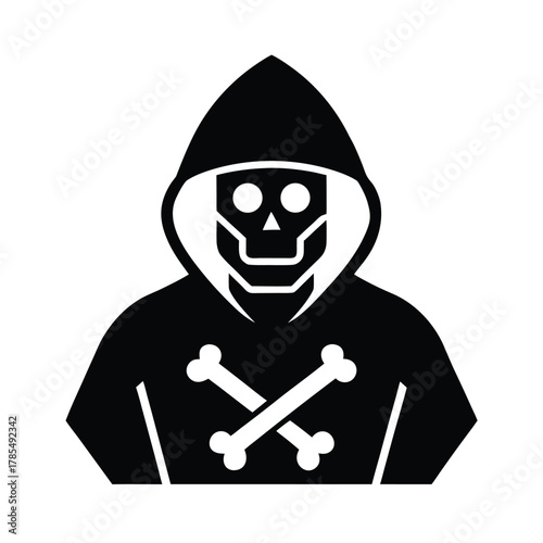 Hacker with Crossbones Cyber Threat Icon