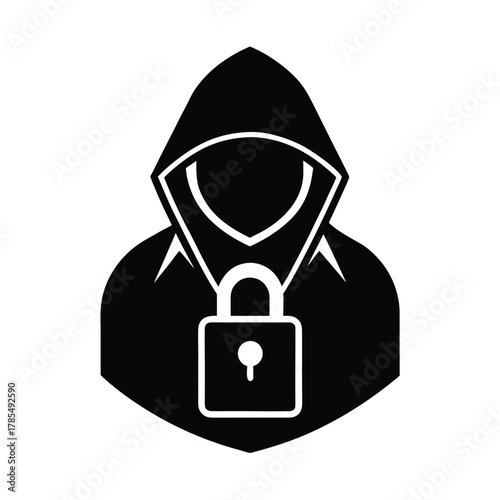 Hacker with Padlock Security Protection Icon