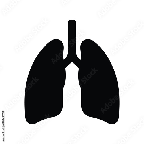 Human Lungs Silhouette Flat Vector Icon