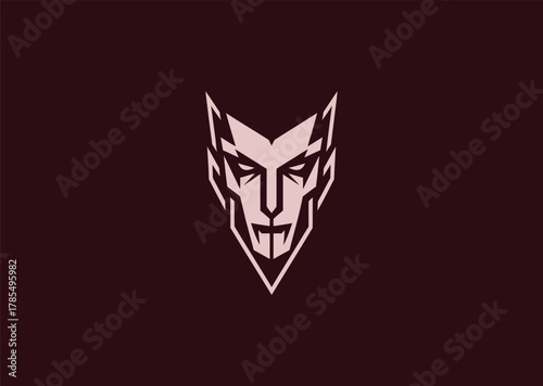 A sleek vampire logo in minimalist silhouette style, showing a mysterious face with sharp fangs and elegant shadows, symbolizing darkness, power, and allure in a modern vector concept
