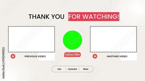 Pastel Gradient Thank You for Watching Dual Green Placeholders YouTube End Screen Outro Animation