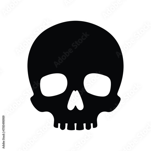 Human Skull Silhouette Flat Vector Icon