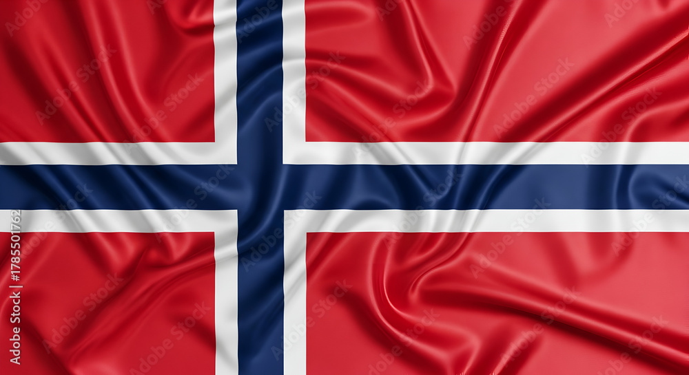 Fototapeta premium Norwegian Flag Waving Silk Fabric Texture