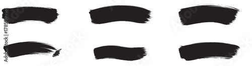 Collection of six black brush strokes, perfect for adding artistic flair to your designs, creating unique textures, or highlighting key elements