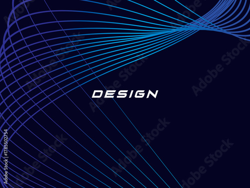 Blue background with modern abstract wave lines. Wave pattern of dark blue thin lines overlapping each other, creating a dynamic and technological abstract background.	
