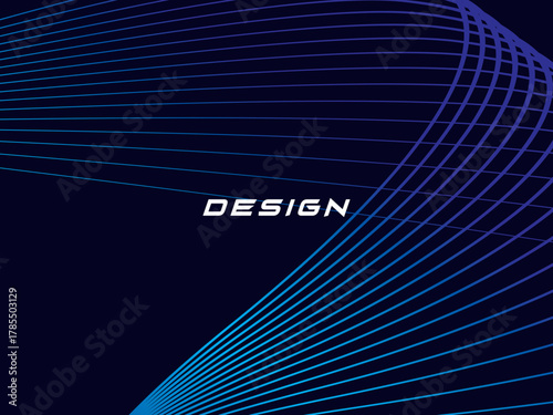 Blue background with modern abstract wave lines. Wave pattern of dark blue thin lines overlapping each other, creating a dynamic and technological abstract background.	
