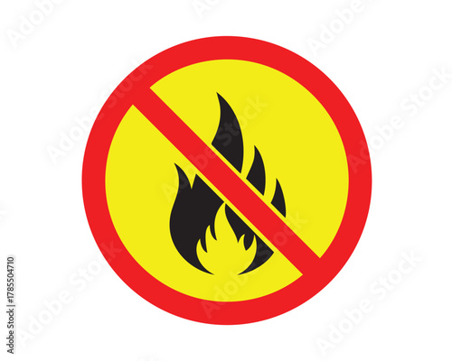 No open flame symbol, a prohibition sign indicating that open flames are not allowed due to the risk of fire or explosion