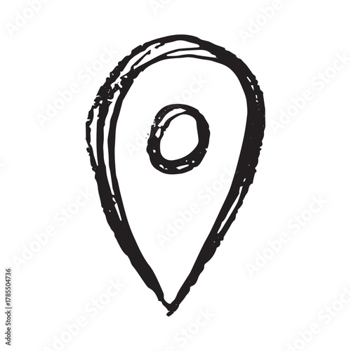 Hand drawn map pin Map marker pointer sign GPS and mapping tools Location pin symbol Pinpoint clipart in doodle style Single element for web, design