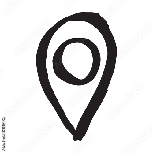 Hand drawn map pin Map marker pointer sign GPS and mapping tools Location pin symbol Pinpoint clipart in doodle style Single element for web, design