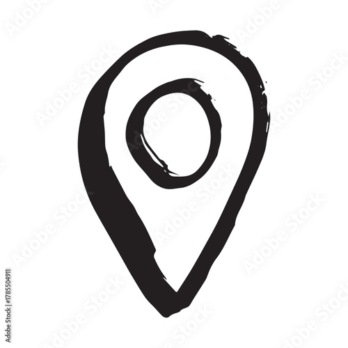 Hand drawn map pin Map marker pointer sign GPS and mapping tools Location pin symbol Pinpoint clipart in doodle style Single element for web, design