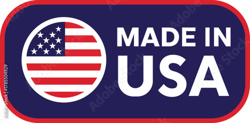 A rounded rectangle with a us flag and the words made in usa against a white background image view