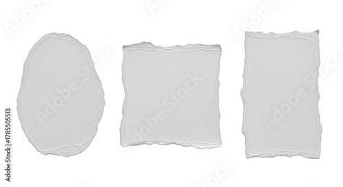 Wallpaper Mural Three blank torn paper pieces isolated on transparent background for message concept Torontodigital.ca