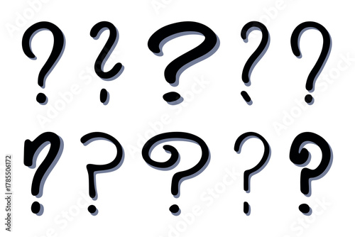Set of hand drawn question mark clipart Single element for design