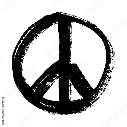 Hand drawn peace sign No war symbol Hippie clipart in doodle style Single element for print, web, design, decor