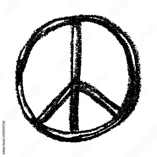 Hand drawn peace sign No war symbol Hippie clipart in doodle style Single element for print, web, design, decor