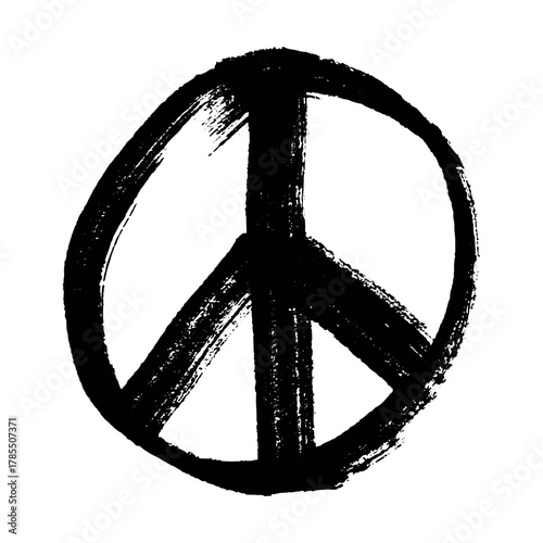 Hand drawn peace sign No war symbol Hippie clipart in doodle style Single element for print, web, design, decor