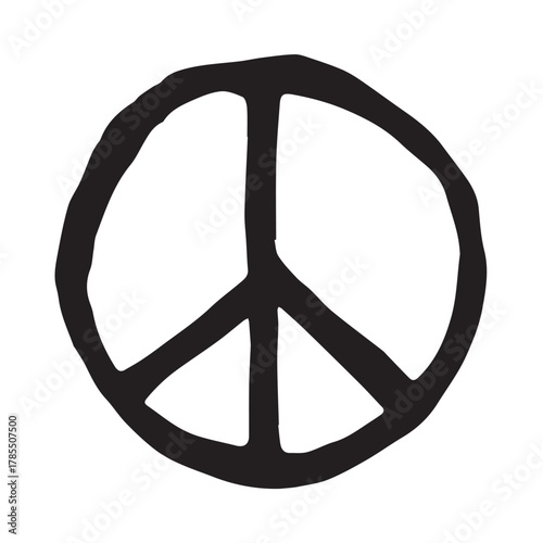 Hand drawn peace sign No war symbol Hippie clipart in doodle style Single element for print, web, design, decor