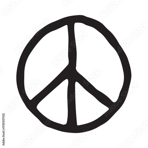 Hand drawn peace sign No war symbol Hippie clipart in doodle style Single element for print, web, design, decor