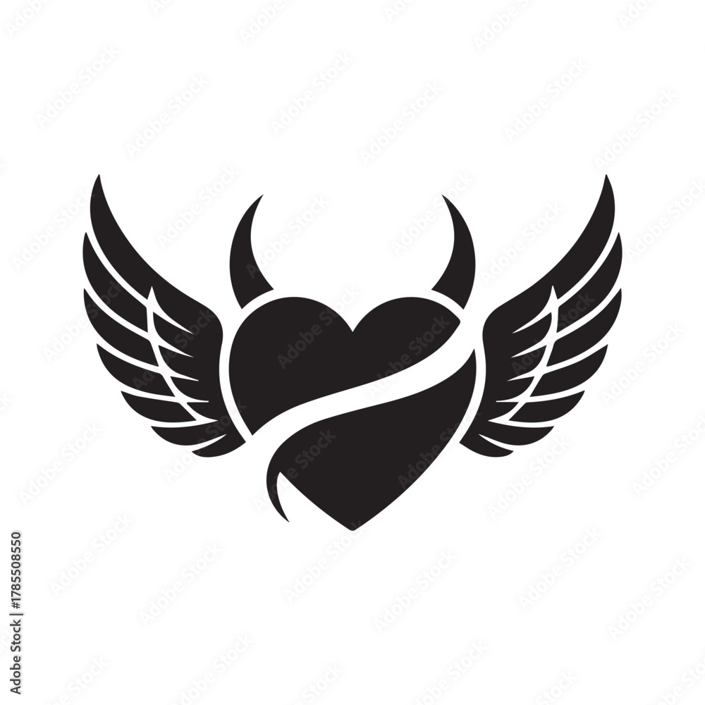 Fototapeta premium Devil heart with angel wings