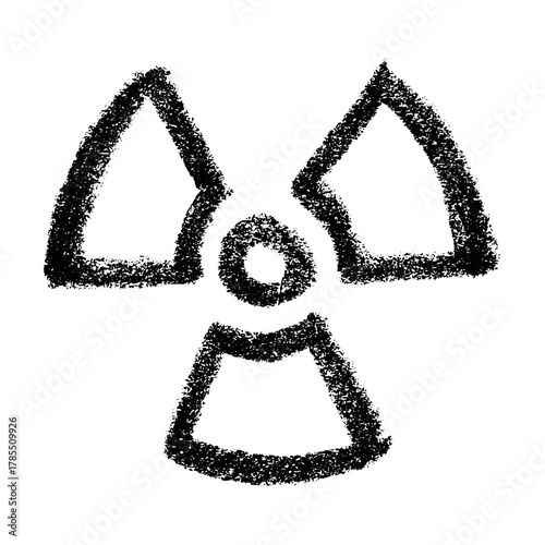 Hand drawn radiation sign Nuclear radiation hazard symbol Radioactive danger warning sign clipart in doodle style Nuclear safety Radioactive waste Single element for print, web, design, decor