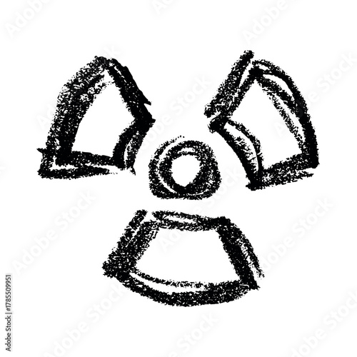 Hand drawn radiation sign Nuclear radiation hazard symbol Radioactive danger warning sign clipart in doodle style Nuclear safety Radioactive waste Single element for print, web, design, decor