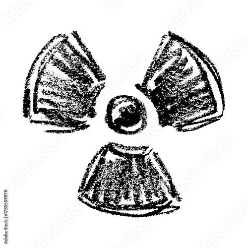 Hand drawn radiation sign Nuclear radiation hazard symbol Radioactive danger warning sign clipart in doodle style Nuclear safety Radioactive waste Single element for print, web, design, decor
