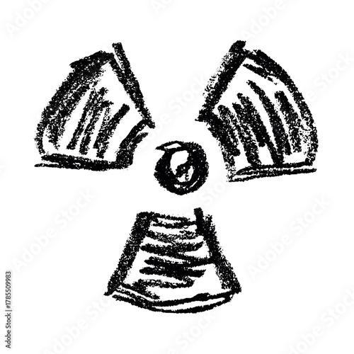 Hand drawn radiation sign Nuclear radiation hazard symbol Radioactive danger warning sign clipart in doodle style Nuclear safety Radioactive waste Single element for print, web, design, decor