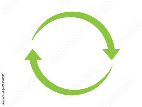 Recycling icon, sustainability symbol, eco friendly vector, waste management graphic, isolated arrow cycle, environment conservation, earth day element, flat design