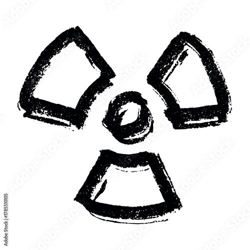 Hand drawn radiation sign Nuclear radiation hazard symbol Radioactive danger warning sign clipart in doodle style Nuclear safety Radioactive waste Single element for print, web, design, decor