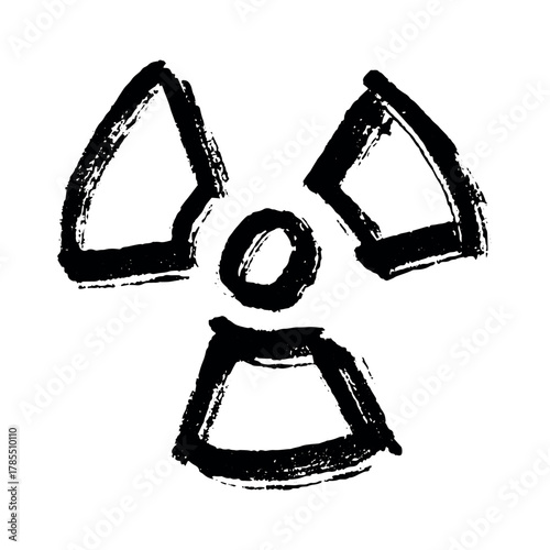 Hand drawn radiation sign Nuclear radiation hazard symbol Radioactive danger warning sign clipart in doodle style Nuclear safety Radioactive waste Single element for print, web, design, decor