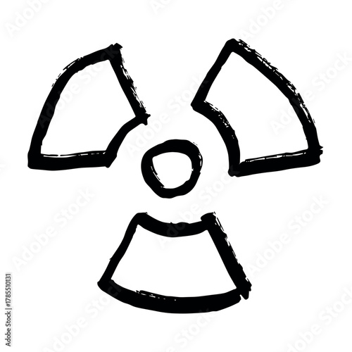 Hand drawn radiation sign Nuclear radiation hazard symbol Radioactive danger warning sign clipart in doodle style Nuclear safety Radioactive waste Single element for print, web, design, decor