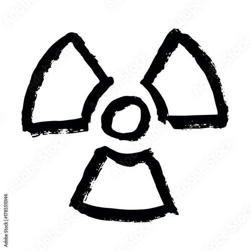 Hand drawn radiation sign Nuclear radiation hazard symbol Radioactive danger warning sign clipart in doodle style Nuclear safety Radioactive waste Single element for print, web, design, decor