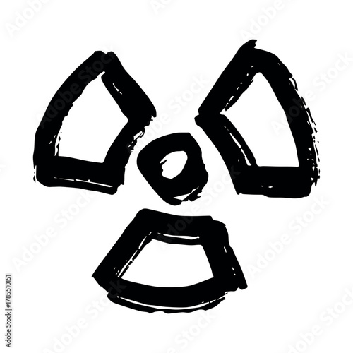 Hand drawn radiation sign Nuclear radiation hazard symbol Radioactive danger warning sign clipart in doodle style Nuclear safety Radioactive waste Single element for print, web, design, decor