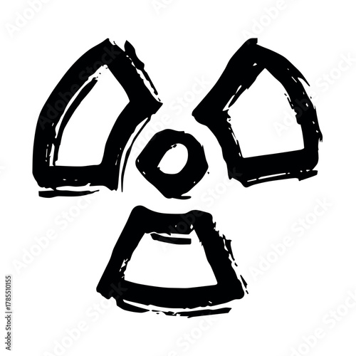 Hand drawn radiation sign Nuclear radiation hazard symbol Radioactive danger warning sign clipart in doodle style Nuclear safety Radioactive waste Single element for print, web, design, decor