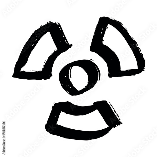Hand drawn radiation sign Nuclear radiation hazard symbol Radioactive danger warning sign clipart in doodle style Nuclear safety Radioactive waste Single element for print, web, design, decor
