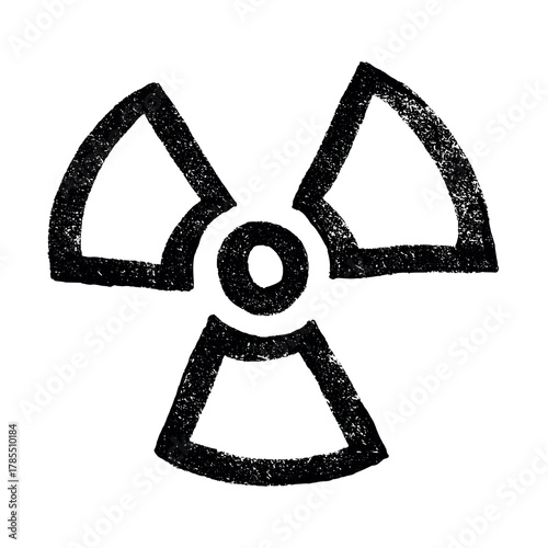 Hand drawn radiation sign Nuclear radiation hazard symbol Radioactive danger warning sign clipart in doodle style Nuclear safety Radioactive waste Single element for print, web, design, decor