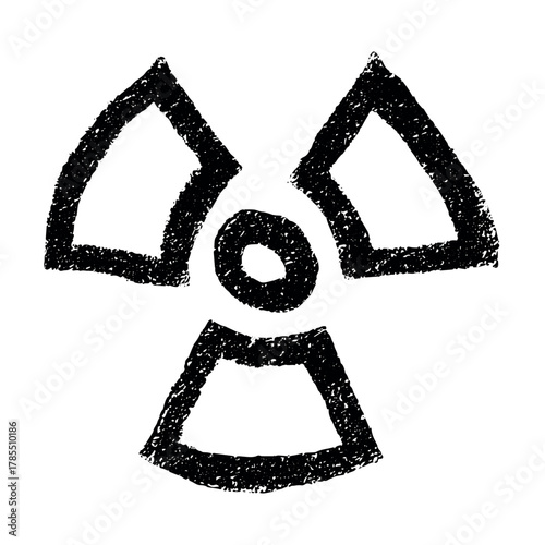Hand drawn radiation sign Nuclear radiation hazard symbol Radioactive danger warning sign clipart in doodle style Nuclear safety Radioactive waste Single element for print, web, design, decor