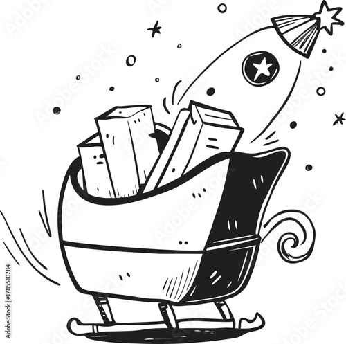 Decorative coffee cup and saucer line art illustration vector.