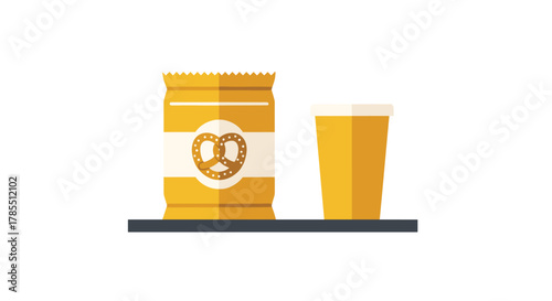 Crispy pretzels and refreshing beer ready for your weekend party perfect for social media marketing and advertising campaigns