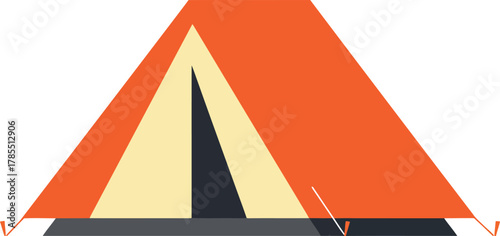 Vibrant a-frame camping tent vector icon - outdoor adventure travel