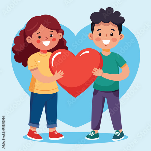 boy and girl with heart