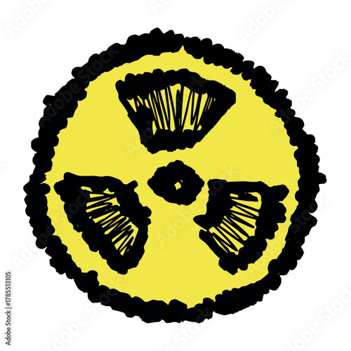 Hand drawn radiation sign Nuclear radiation hazard symbol Radioactive danger warning sign clipart in doodle style Nuclear safety Radioactive waste Single element for print, web, design, decor