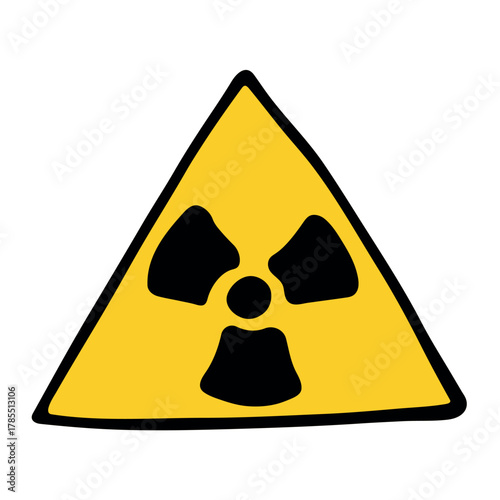 Hand drawn radiation sign Nuclear radiation hazard symbol Radioactive danger warning sign clipart in doodle style Nuclear safety Radioactive waste Single element for print, web, design, decor