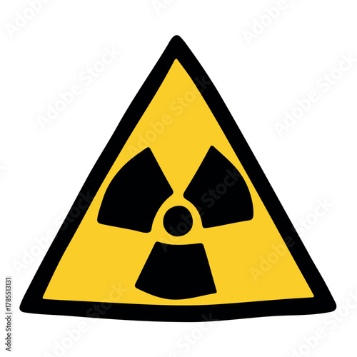 Hand drawn radiation sign Nuclear radiation hazard symbol Radioactive danger warning sign clipart in doodle style Nuclear safety Radioactive waste Single element for print, web, design, decor
