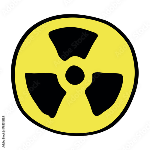 Hand drawn radiation sign Nuclear radiation hazard symbol Radioactive danger warning sign clipart in doodle style Nuclear safety Radioactive waste Single element for print, web, design, decor