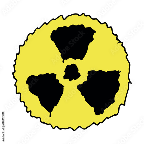 Hand drawn radiation sign Nuclear radiation hazard symbol Radioactive danger warning sign clipart in doodle style Nuclear safety Radioactive waste Single element for print, web, design, decor