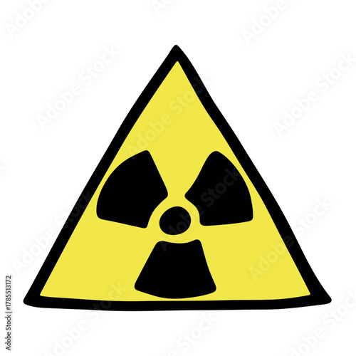 Hand drawn radiation sign Nuclear radiation hazard symbol Radioactive danger warning sign clipart in doodle style Nuclear safety Radioactive waste Single element for print, web, design, decor