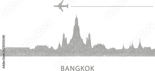 Bangkok Skyline with Airplane Travel Icon