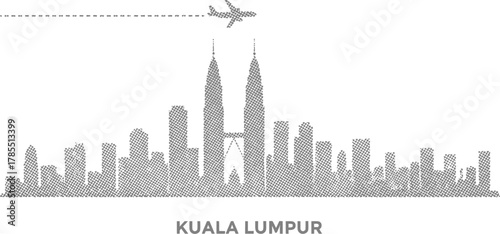 Kuala Lumpur Skyline with Airplane Icon