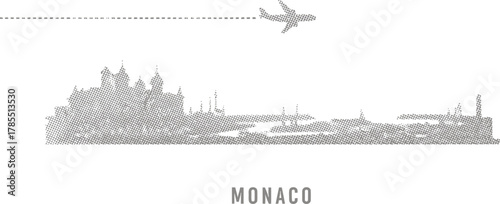 Monaco Skyline with Airplane Silhouette